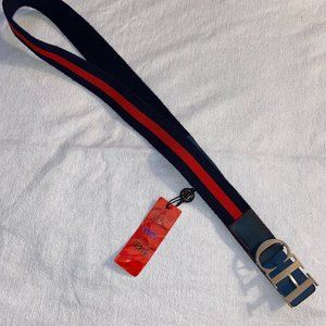 Carolina Herrera Blue and Red Belt With CH Logo